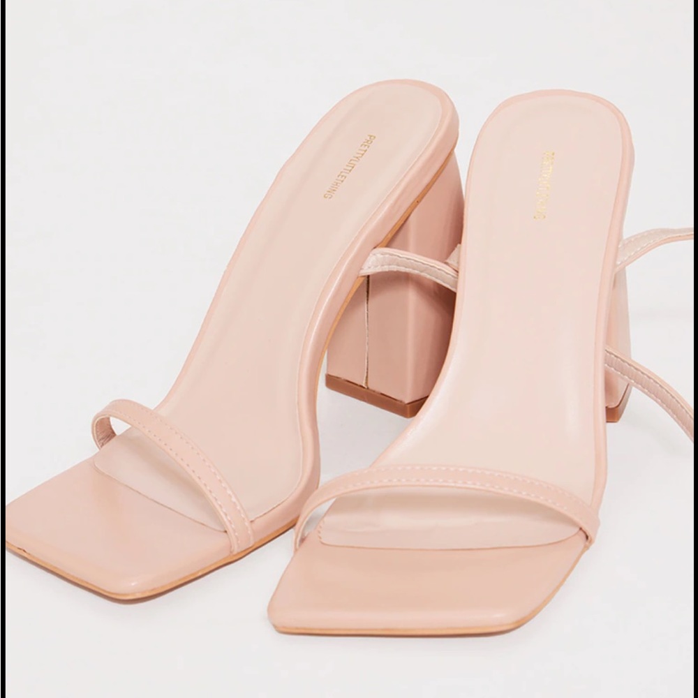 Nude Wide Fit Barely There Block Heel Sandals